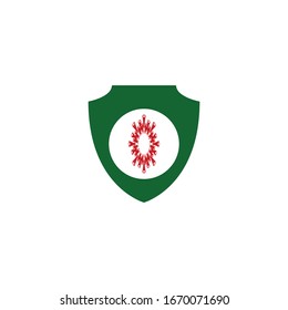 Escudo para detener virus, bacterias, gérmenes e ícono de microbio aislado en fondo blanco. Defensa antibacteriana y antiviral, infección de protección. Ilustración de icono del vector