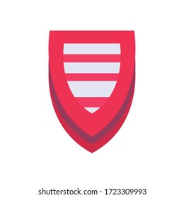 Shield with stripes flat style icon design, Label tag banner product and protection theme Vector illustration