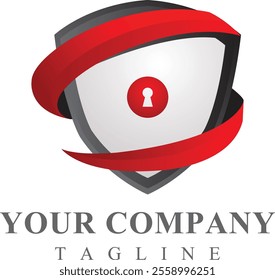 Shield with strong cyber lock security Logo
