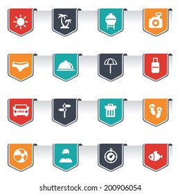 the shield Summer button and icon set with 4 color style