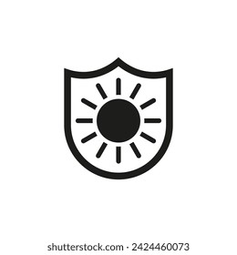 A shield with the sun inside. Vector illustration.