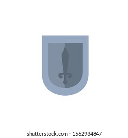 shield with sword antique medieval flat design vector illustration