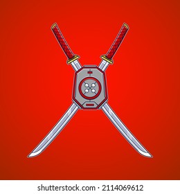 Shield and Sword cartoon logo design. Good to use for game community, game developer, and game logo.