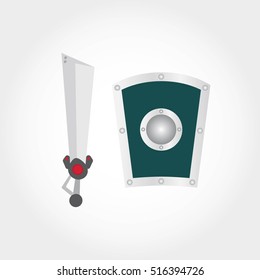 Shield and sword design icon. Vector Illustration