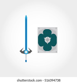 Shield and sword design icon. Vector Illustration