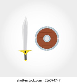 Shield and sword design icon. Vector Illustration