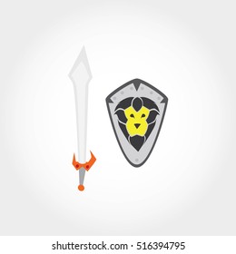 Shield and sword design icon. Vector Illustration