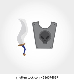 Shield and sword design icon. Vector Illustration