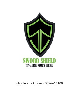 shield sword design logo vector