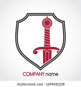 diseño del logotipo herálico de color elegante para escudos y espadas