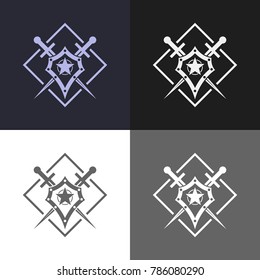 Shield and sword emblem. 