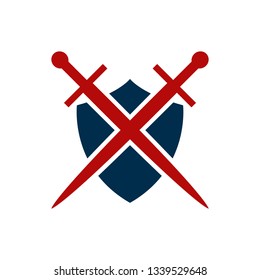 Shield and sword emblem in a square frame.