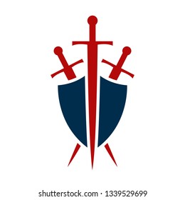 Shield and sword emblem in a square frame.