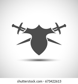 Shield and sword emblem. Two swords.