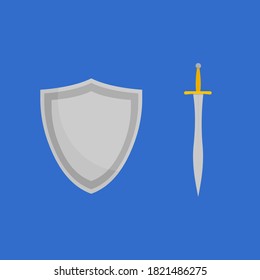 
Escudo y espada para las luchas en la Edad Media y para decorar castillos