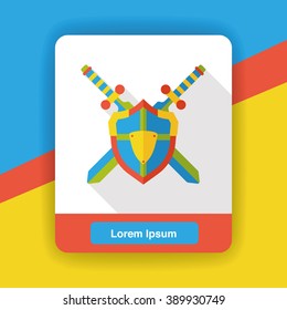 Shield with sword flat icon