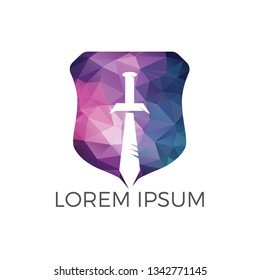 Shield Sword Guardian Logo Design. Elegant Shield logo designs concept vector, Guardian symbol.