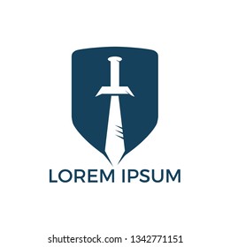 Shield Sword Guardian Logo Design. Elegant Shield logo designs concept vector, Guardian symbol.