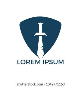 Shield Sword Guardian Logo Design. Elegant Shield logo designs concept vector, Guardian symbol.