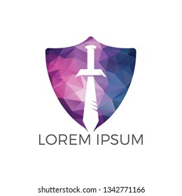 Shield Sword Guardian Logo Design. Elegant Shield logo designs concept vector, Guardian symbol.