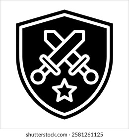 Shield And Sword Icon Element For Design