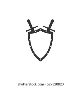 Shield and sword icon flat. Illustration isolated vector sign symbol