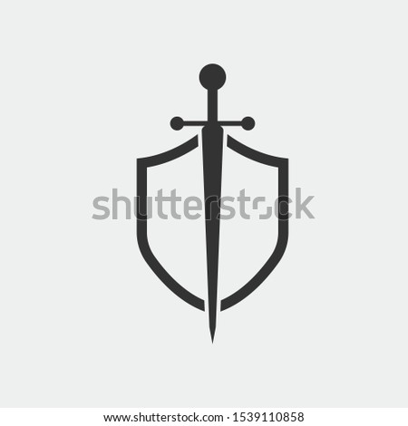 shield and sword icon isolated vector trend