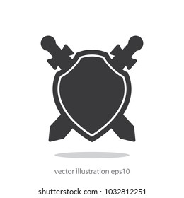 Shield, sword, icon, line sign, vector illustration of Eps10