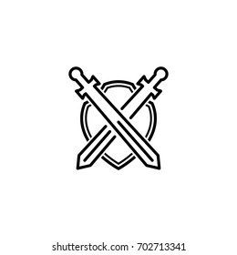 Shield, sword, icon, line sign, vector illustration of Eps10