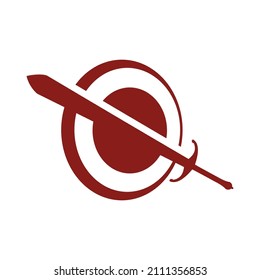 Shield and sword icon, logo isolated on white background