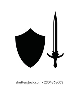 Shield and sword icon. Protection flat sign design. Guard vector icon. Armor symbol pictogram. UX UI icon
