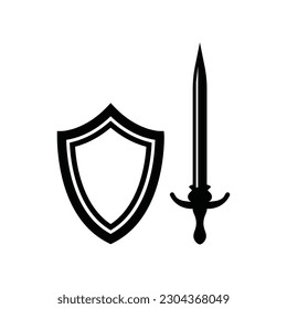 Shield and sword icon. Protection flat sign design. Guard vector icon. Armor symbol pictogram. UX UI icon