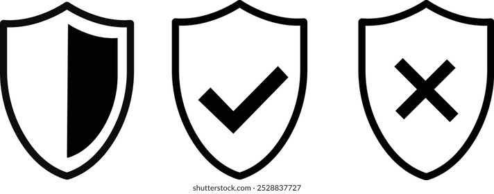 shield with sword icon set