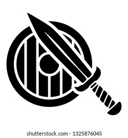 Shield and sword icon silhouette 