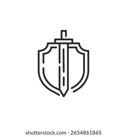 Ícone de escudo e espada. Ícone de escudo e espada simples para aplicativo de mídia social e web design. Ilustração vetorial
