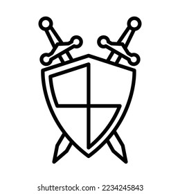 shield and sword icon vector design template in white background