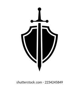 shield and sword icon vector design template in white background