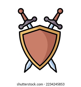 shield and sword icon vector design template in white background
