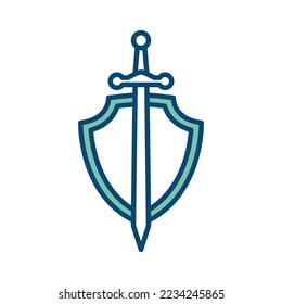 shield and sword icon vector design template in white background