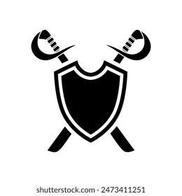 Schild und Schwert Symbol Vektorgrafik. Schild-Illustrationszeichen. Schwert-Symbol oder Logo.