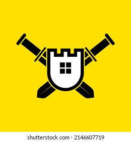 Shield And Sword Icon Vector Logo Design Template 2