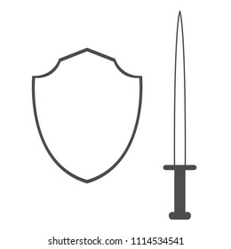 Shield and sword icons. Vector illustration.