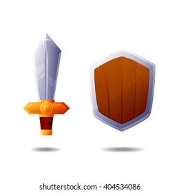 Shield and Sword Icons Vector Illustration for mobile game or app