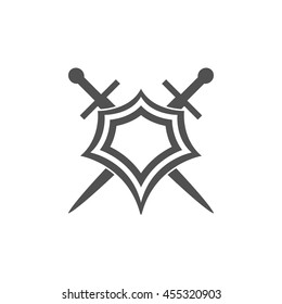 Shield and sword icon,shield and sword silhouette on a white background