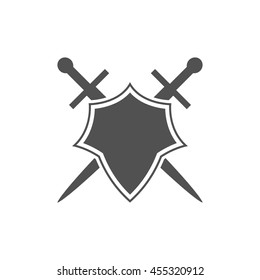 Shield and sword icon,shield and sword silhouette on a white background