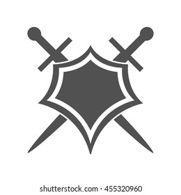 Shield and sword icon,shield and sword silhouette on a white background