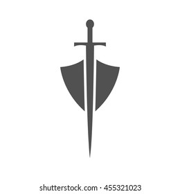 Shield and sword icon,shield and sword silhouette on a white background