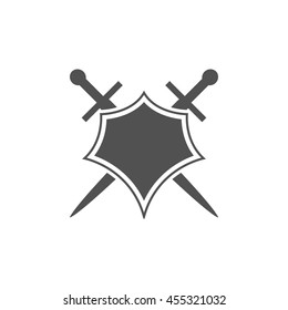 Shield and sword icon,shield and sword silhouette on a white background