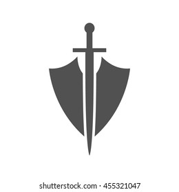 Shield and sword icon,shield and sword silhouette on a white background