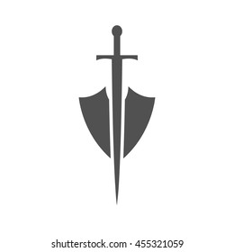 Shield and sword icon,shield and sword silhouette on a white background